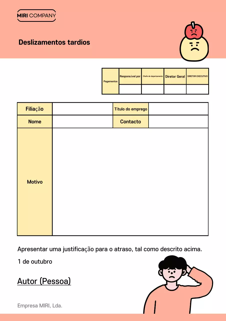 Redação de carta de atraso simples em laranja