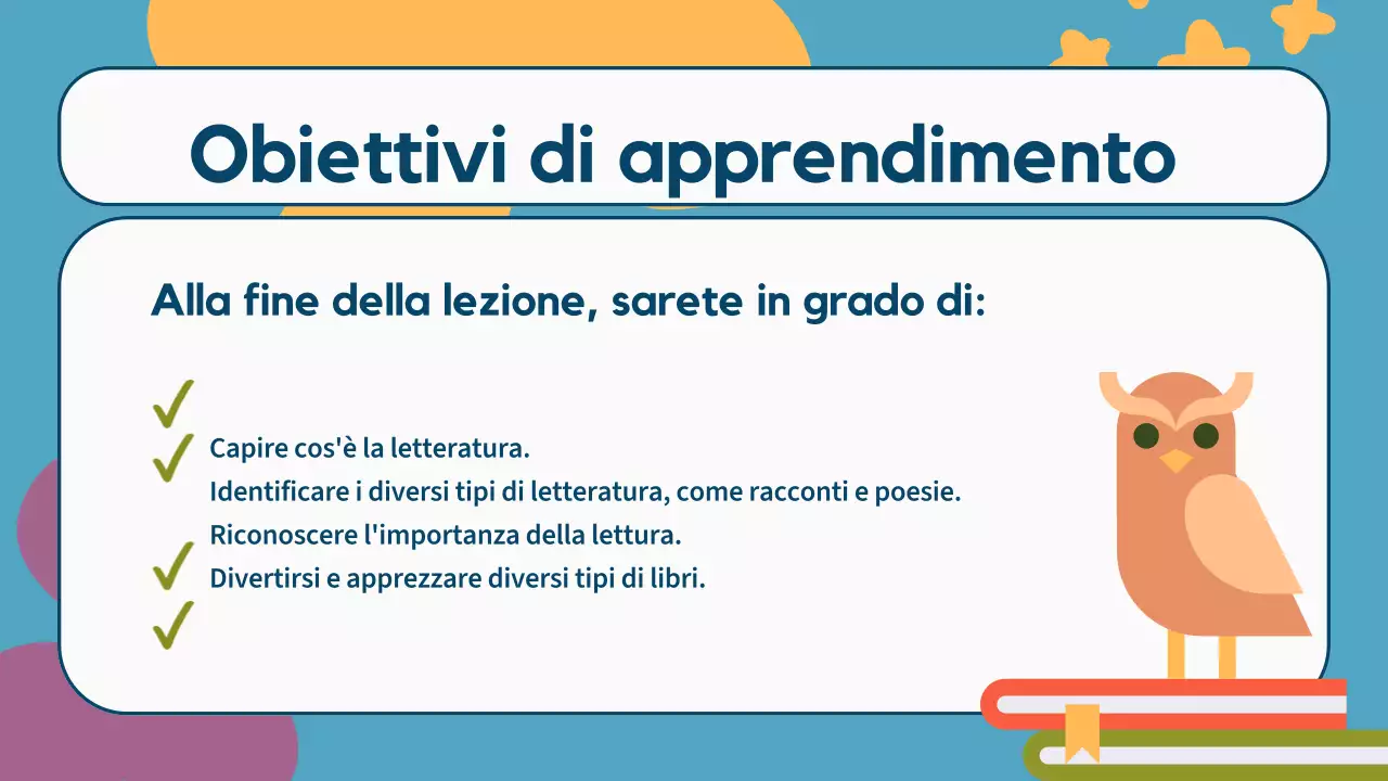 Illustrazione colorata Letteratura Presentazione dei materiali di classe