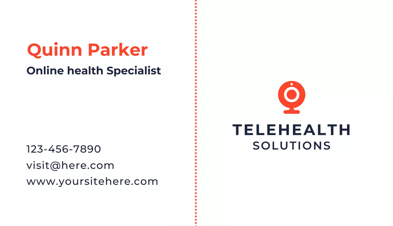 Orange Modern Telehealth Business Card