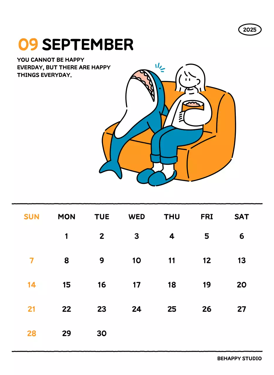 아기자기한 선 스타일의 일러스트 달력 캘린더