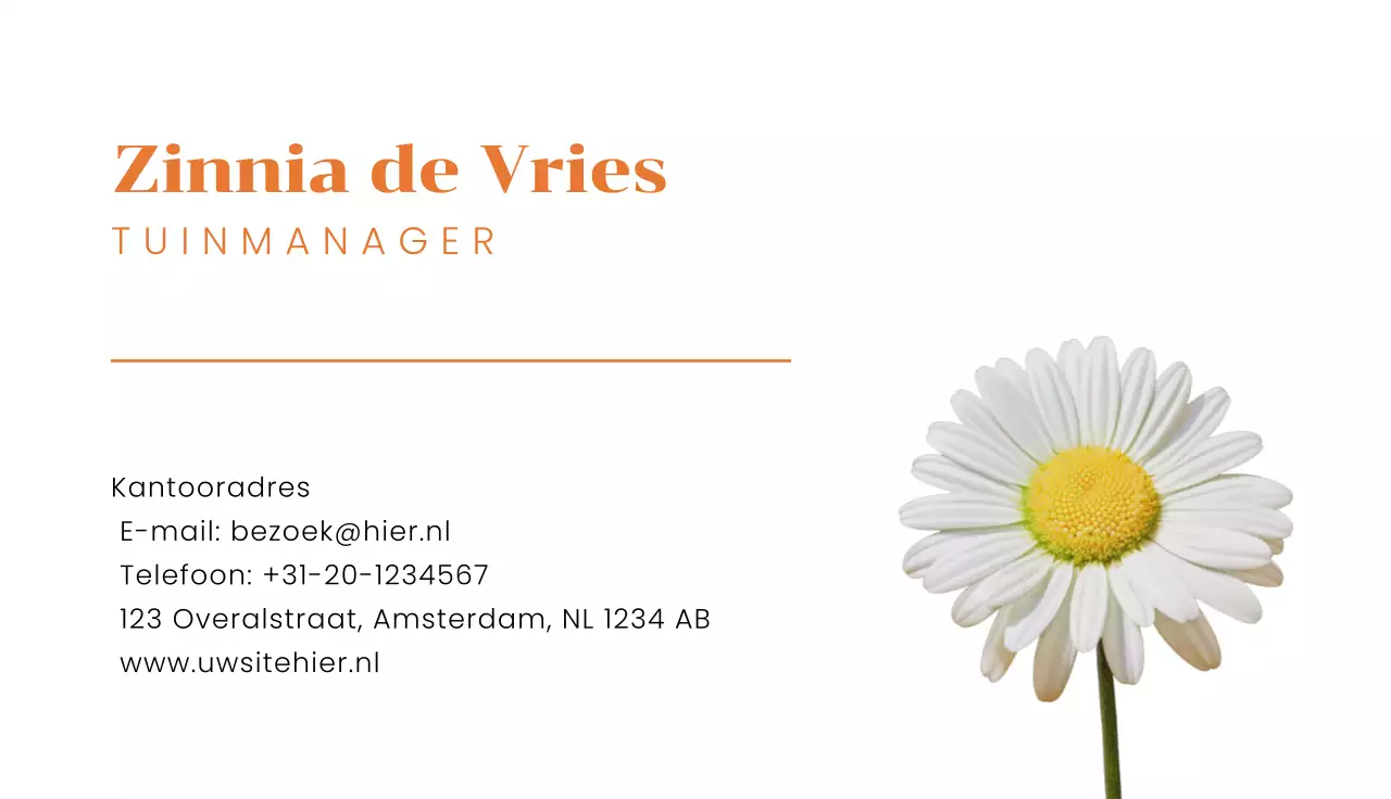 wit minimaal visitekaartje