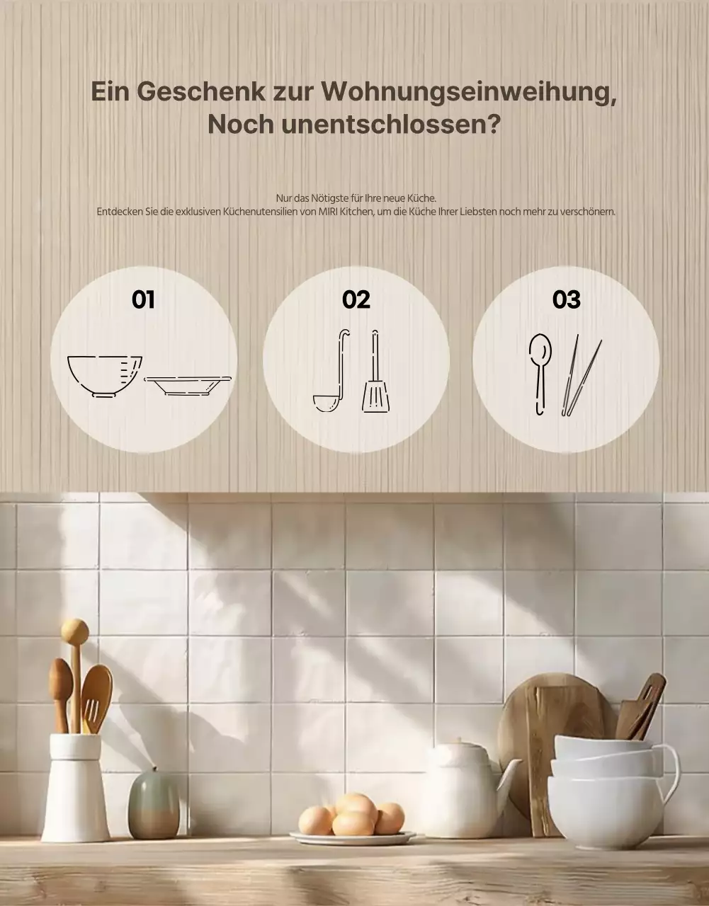 Modernes Einweihungsgeschenk Küchengeschirr in beige fördern