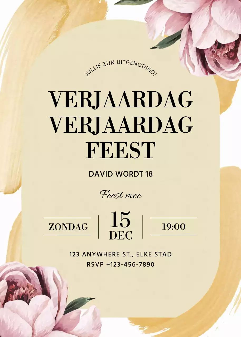 beige elegante verjaardagsuitnodiging