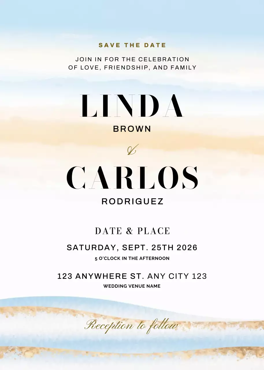 beige elegant wedding invitation