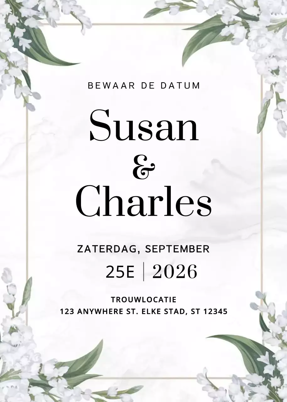 witte elegante huwelijksuitnodiging