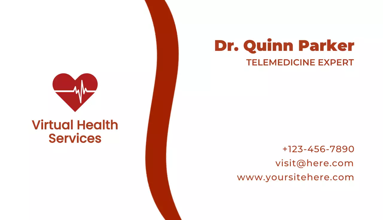 Red Simple Telemedicine Business Card