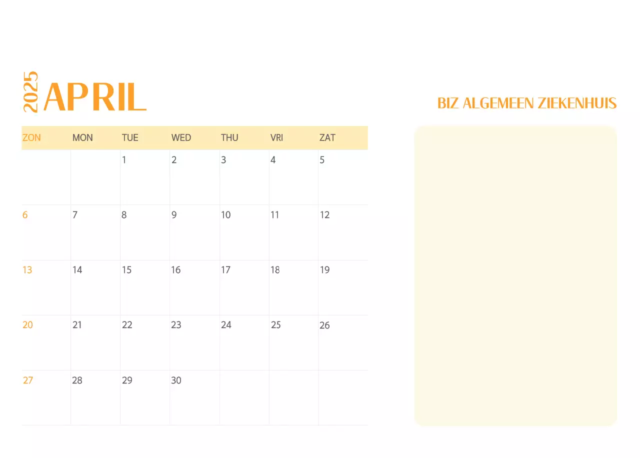 Ziekenhuiskalender in groen fotolijstje