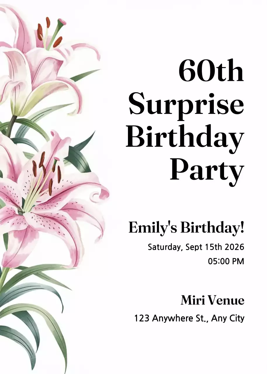 Thiệp mời sinh nhật hoa hồng