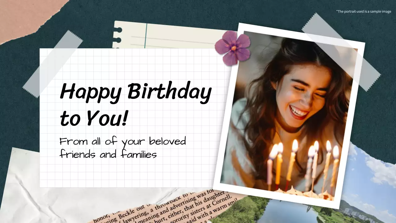 베이지색 심플한 생일 축하 카드 프레젠테이션