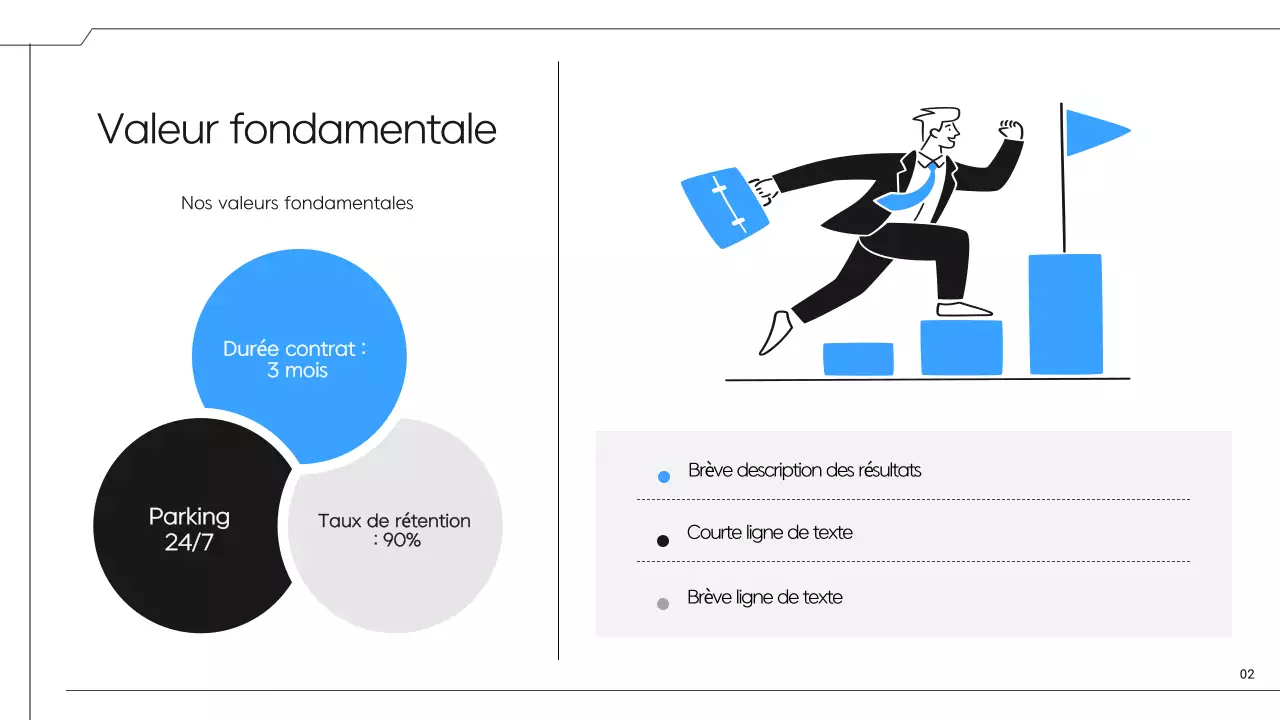 Une proposition simple d'espace de coworking noir et bleu