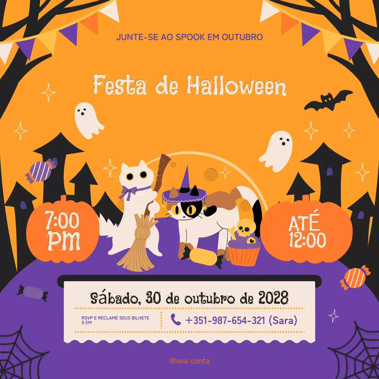 Festa de Halloween para Crianças Retro Laranja