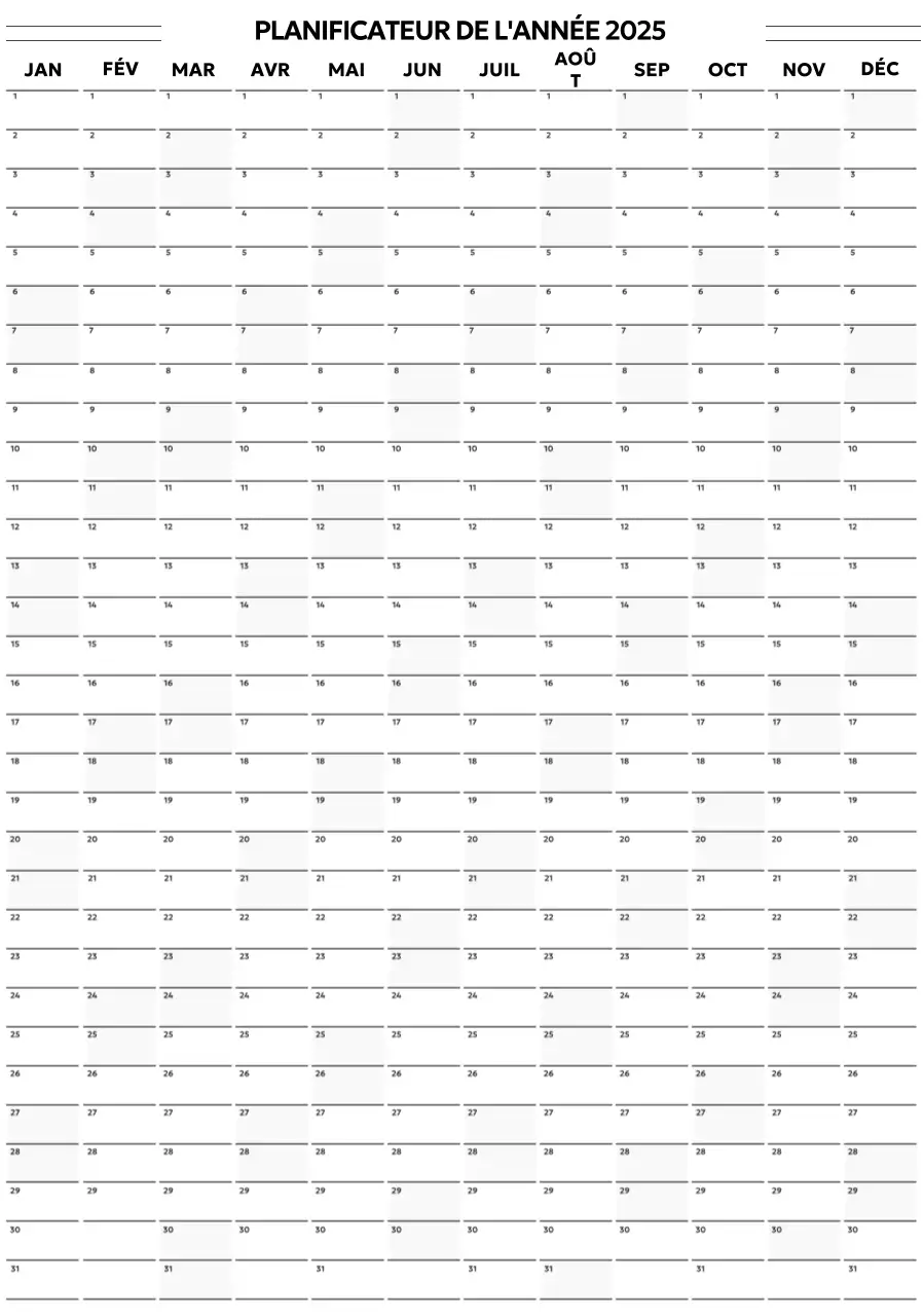 Plan annuel simple noir