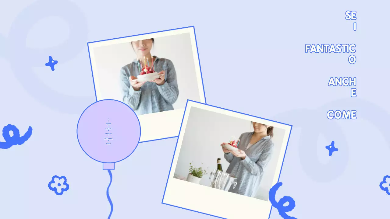 Presentazione del compleanno giocoso blu