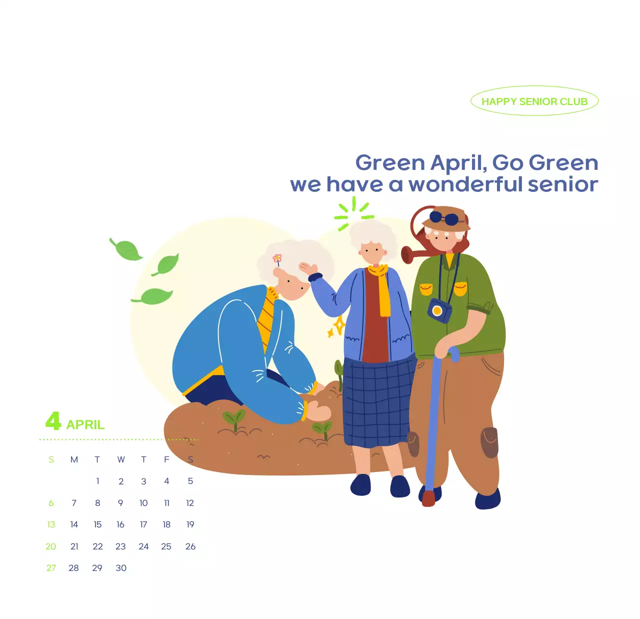 Lịch kinh doanh với hình minh họa dễ thương