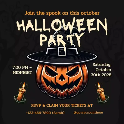 Orange Gothic Halloween Invitation Social Media Post