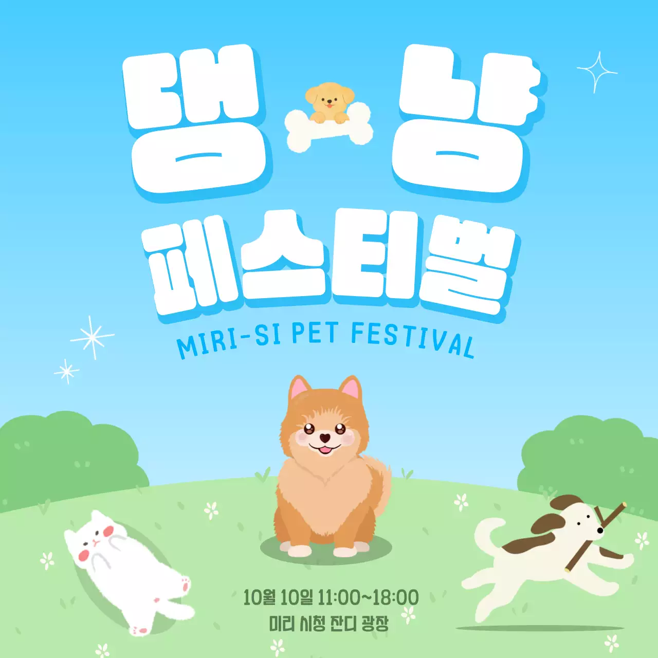 하늘색 아기자기한 반려동물 축제 안내