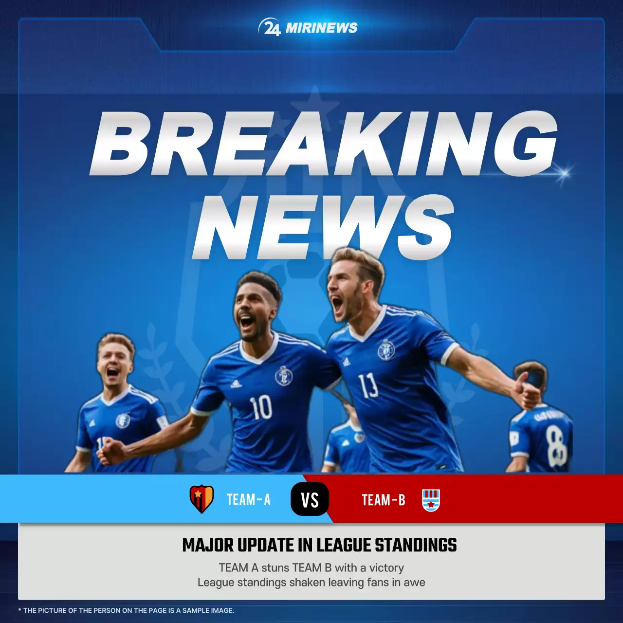 블루 모던 축구 발표 소셜 미디어 게시물