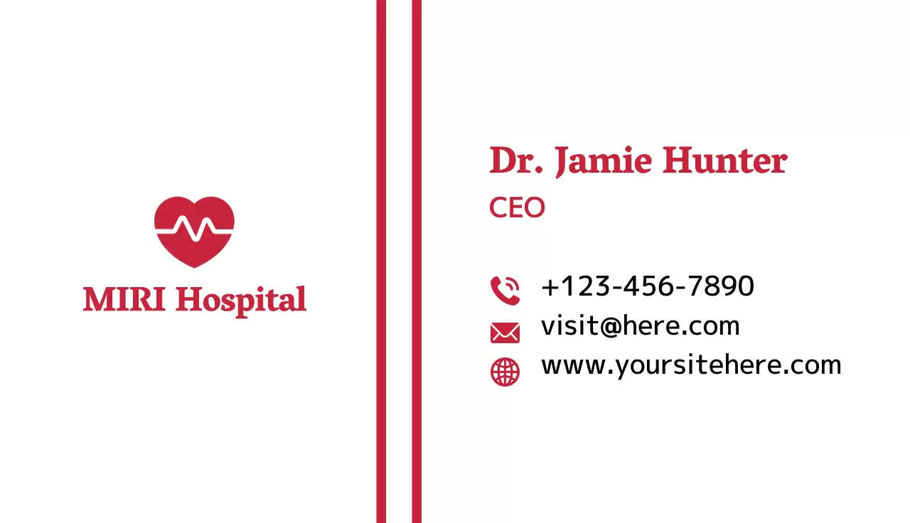 Red Simple Hospital Business Card