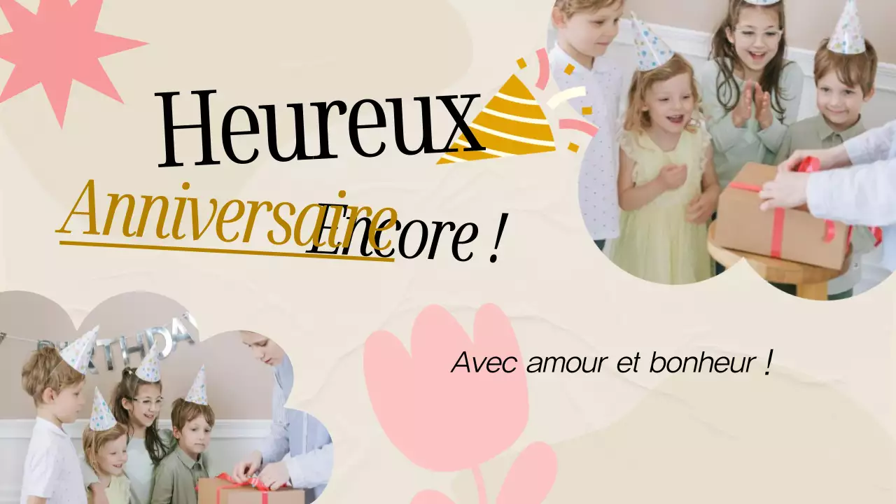 Carte d'anniversaire minimale rose et grise