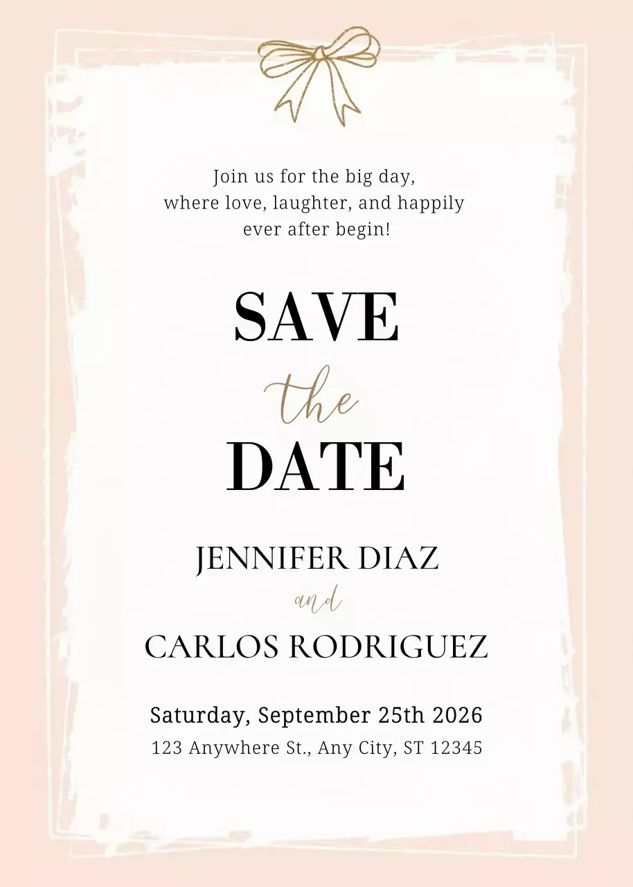 Thiệp cưới thanh lịch màu be