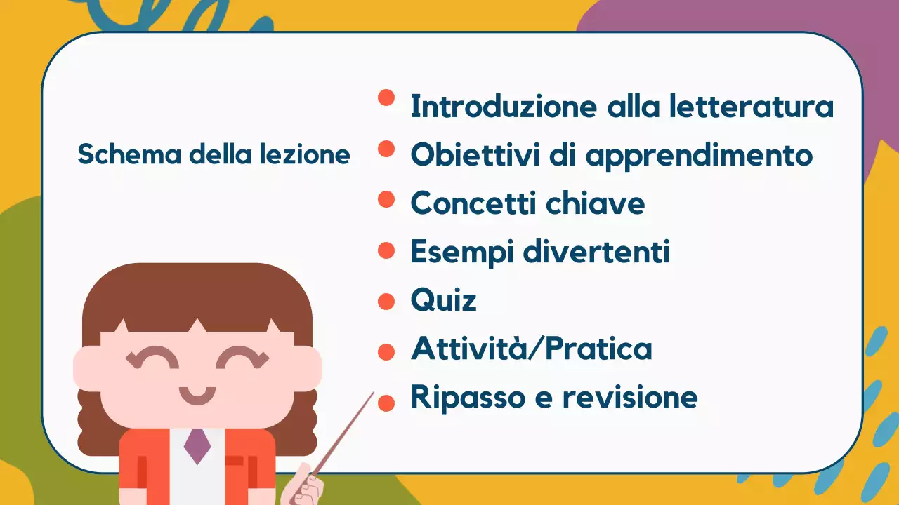 Illustrazione colorata Letteratura Presentazione dei materiali di classe