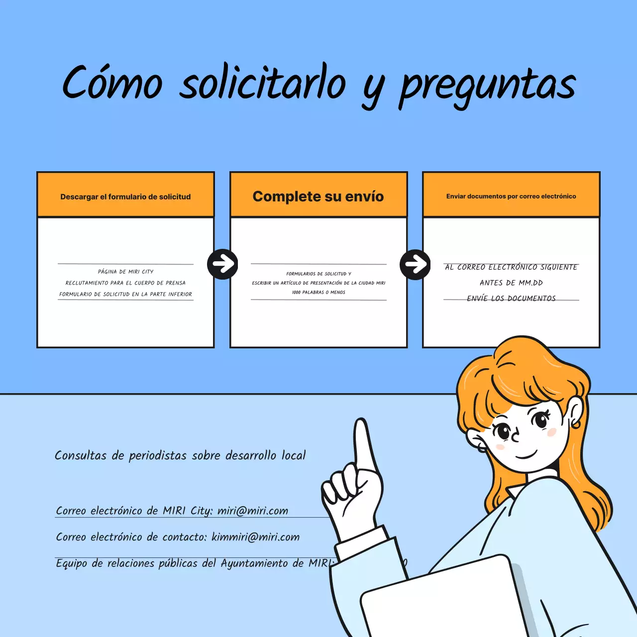 Azul claro y sencillo para los periodistas de desarrollo local