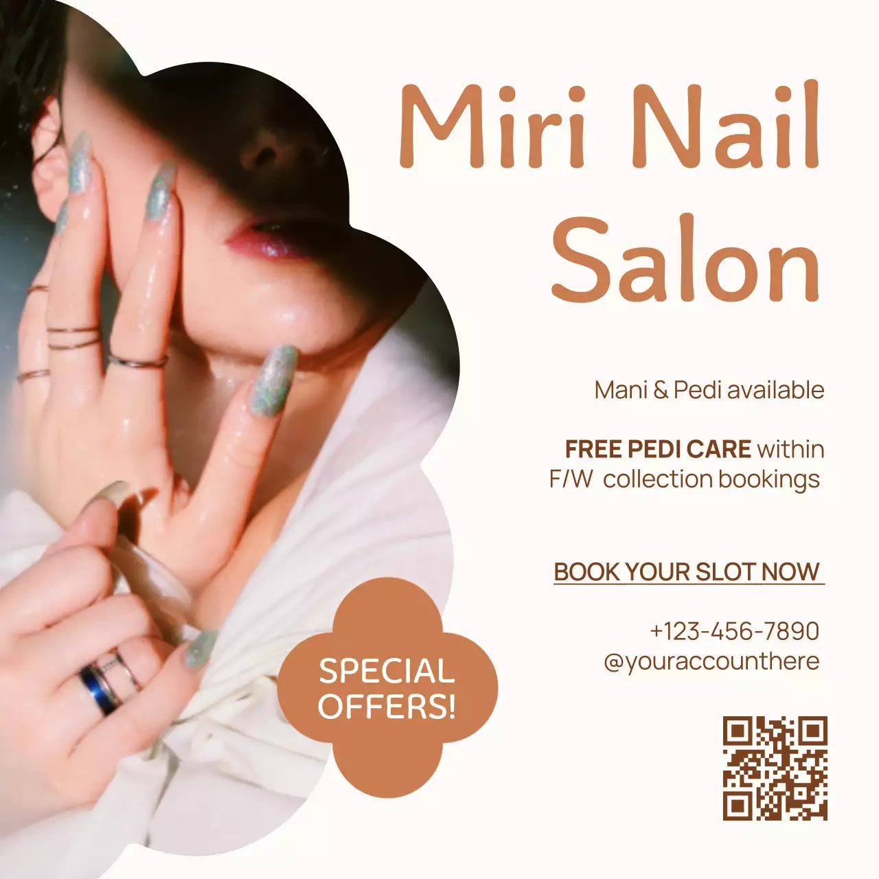 Beige Modern Nail Promotion Social Media Post