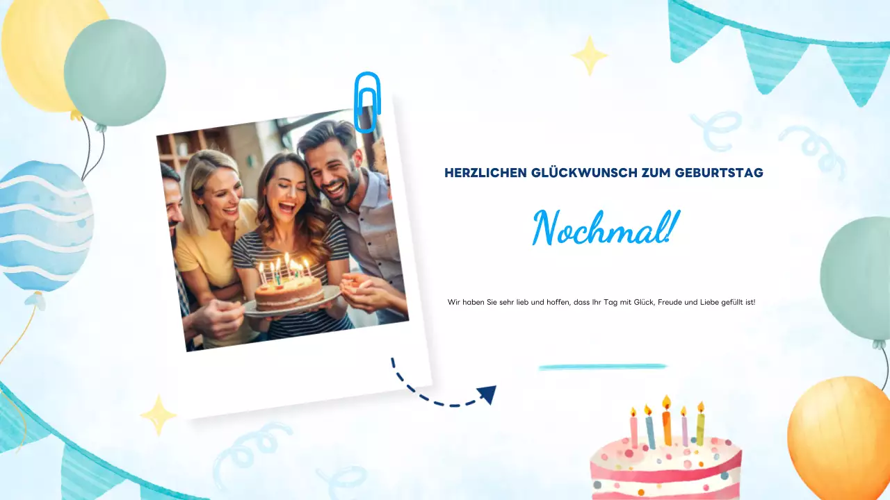 Blaue moderne und heitere Geburtstagskarte