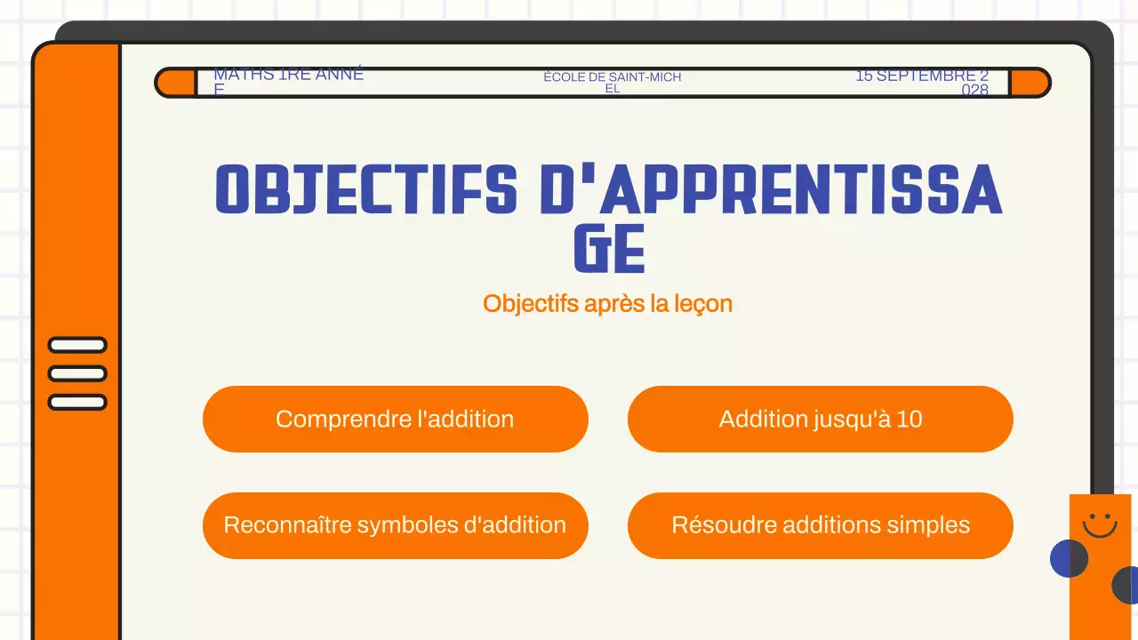 Présentation du cours de mathématiques sur l'addition de base