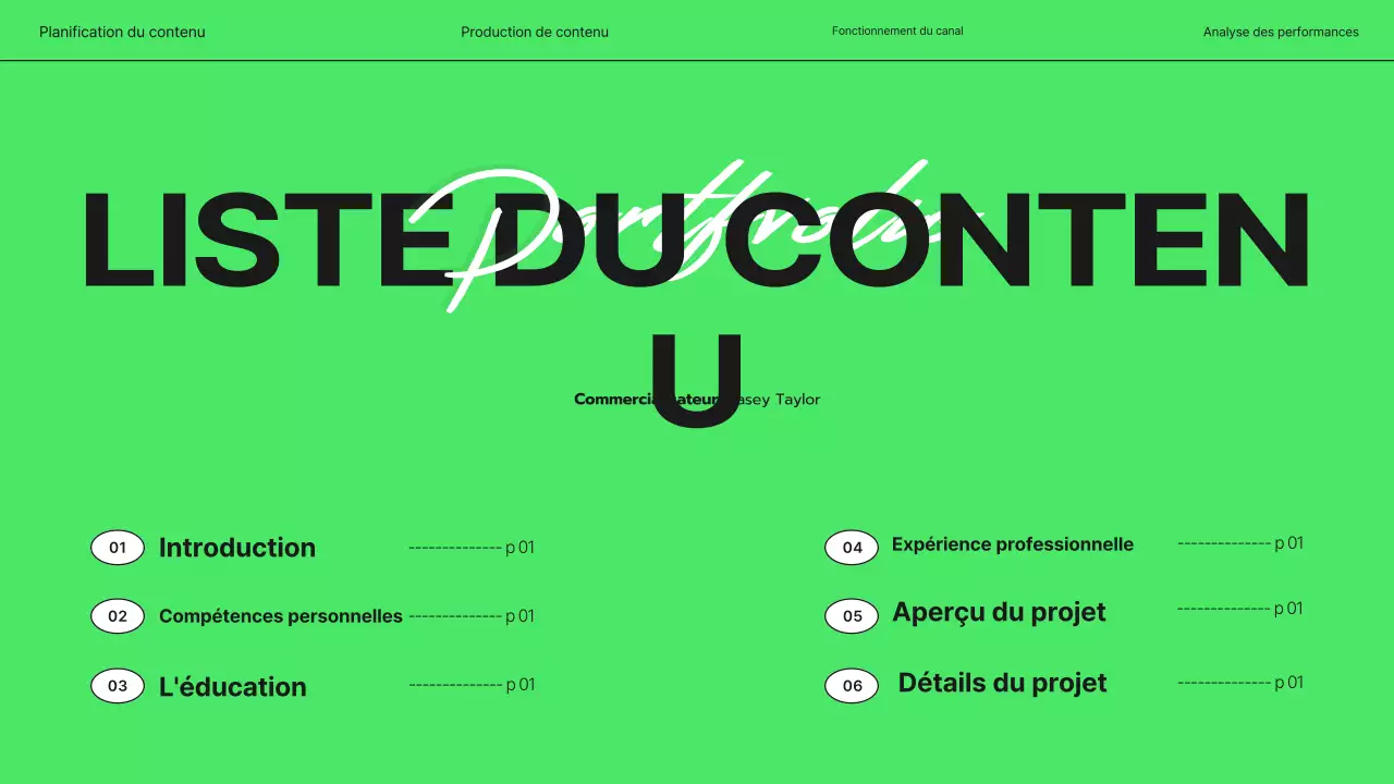 portfolio créatif moderne et noir