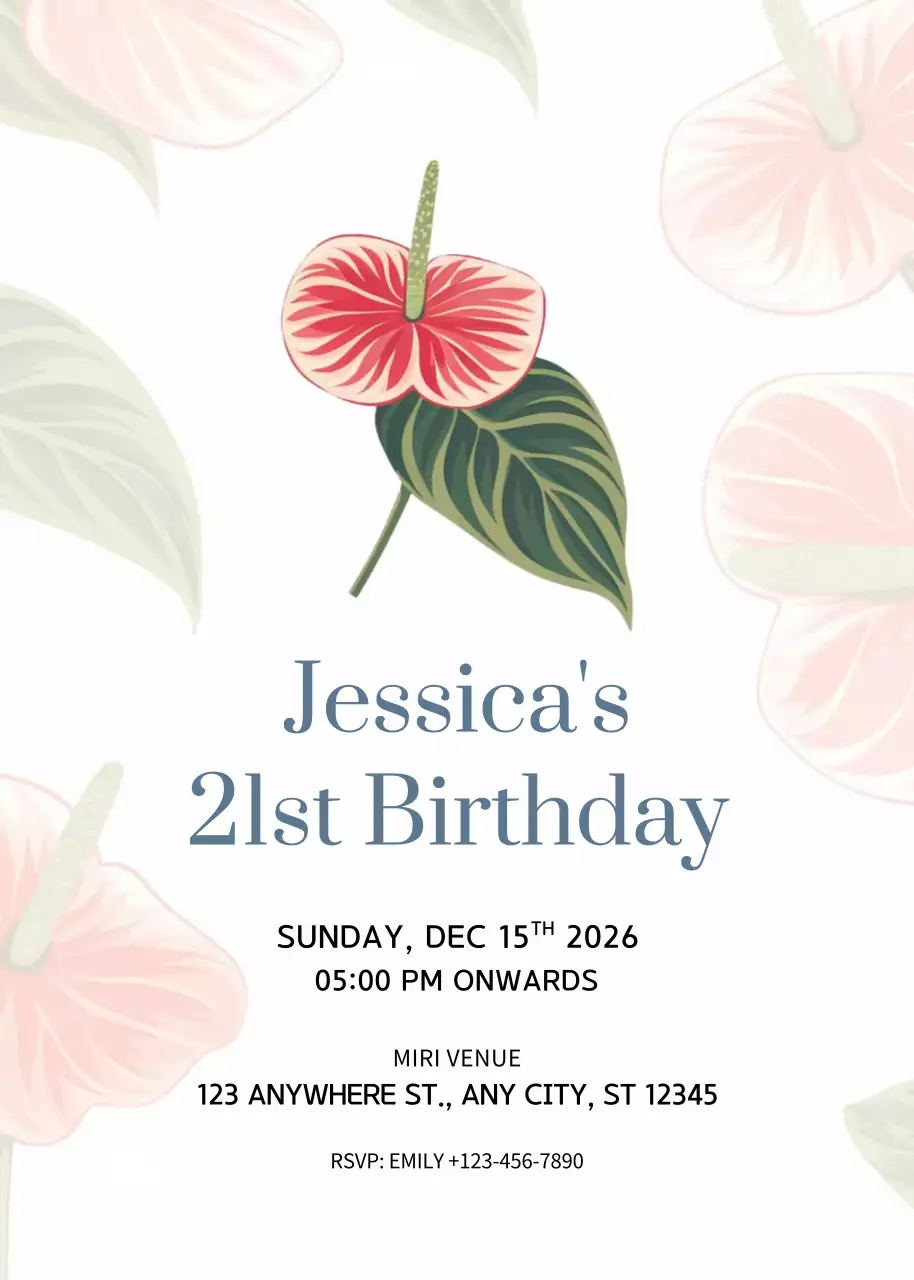 White Elegant Birthday Invitation