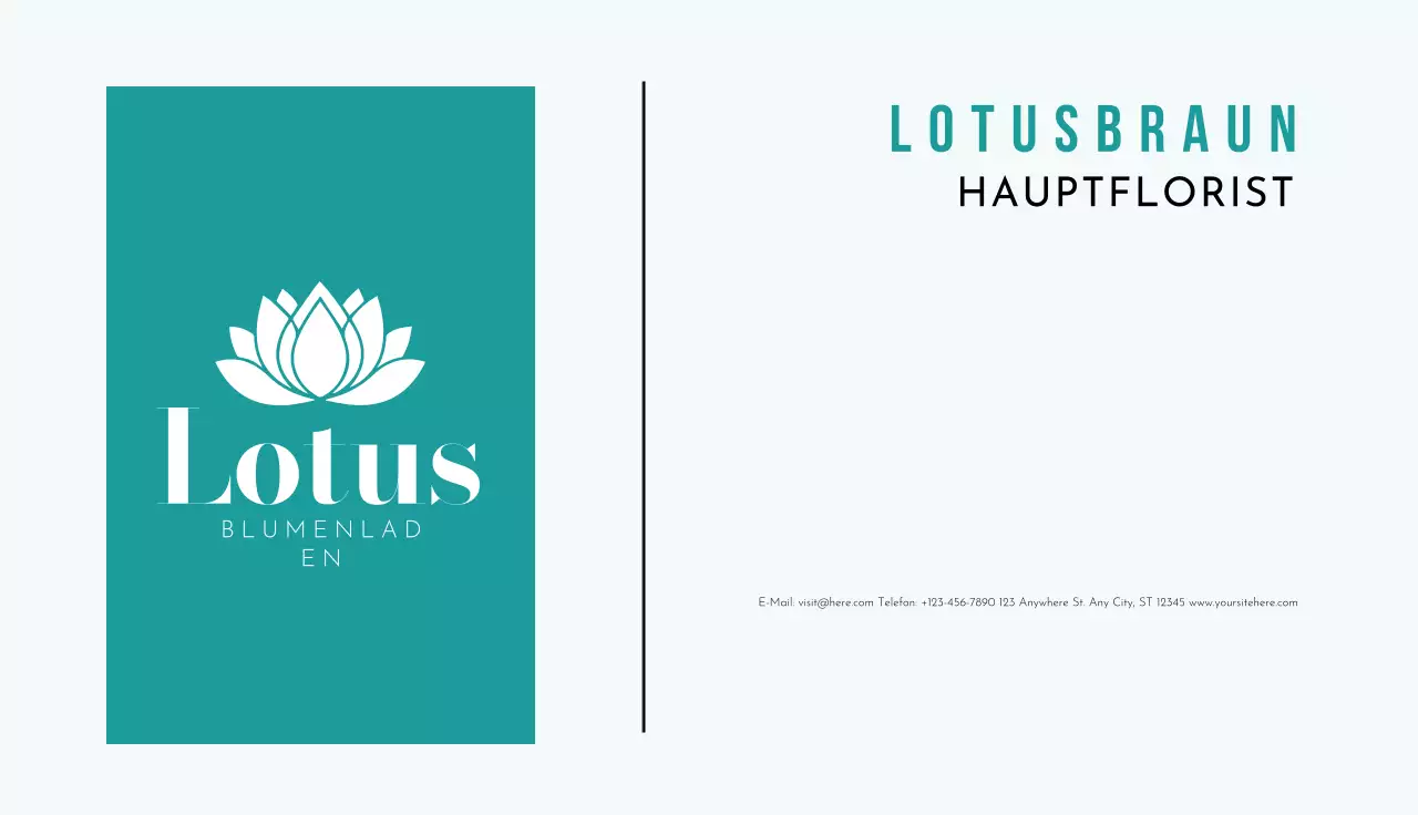 teal einfache florist visitenkarte