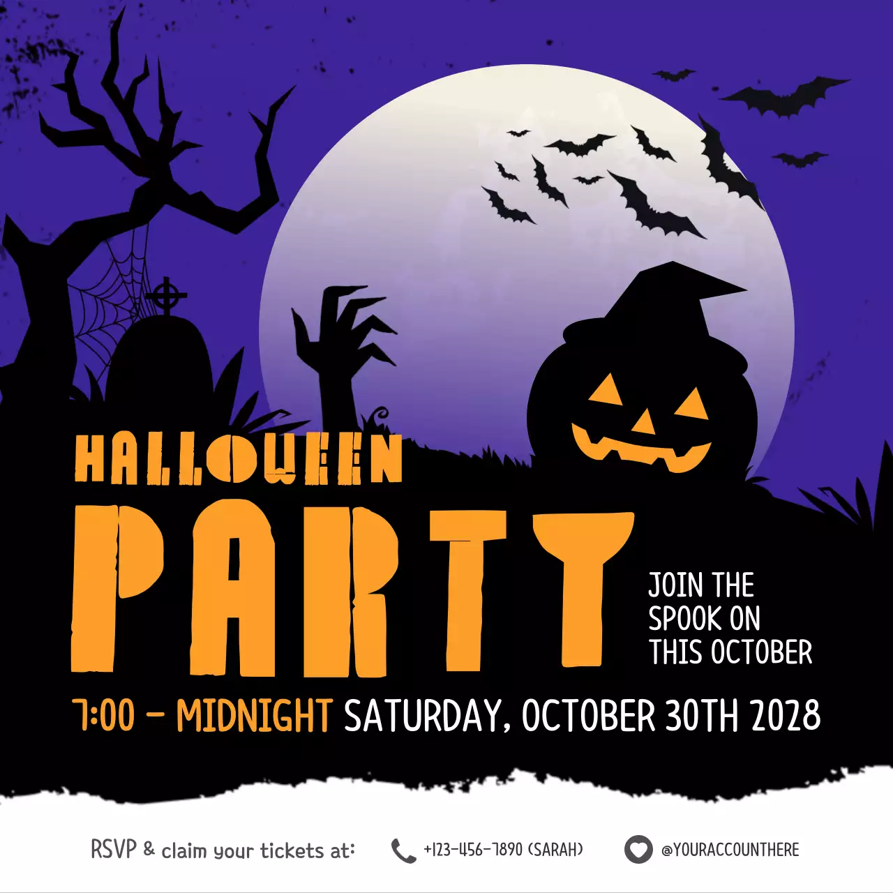 퍼플 고딕 할로윈 이벤트 소셜 미디어 게시물