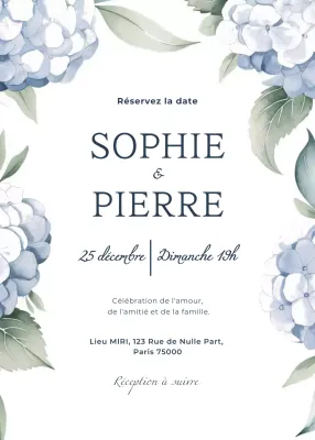 Invitation de mariage bleu style élégant