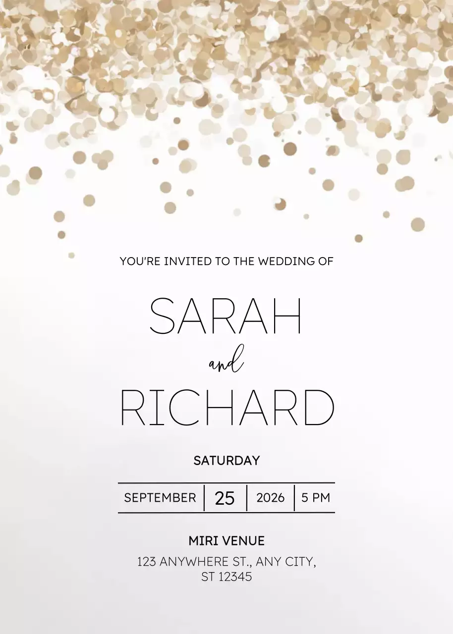 Thiệp cưới vàng thanh lịch