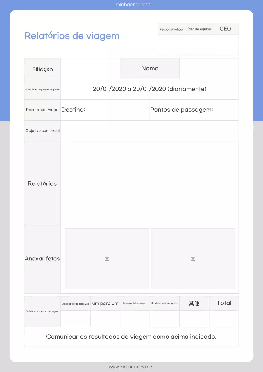 Analisar relatórios de viagem simples azuis