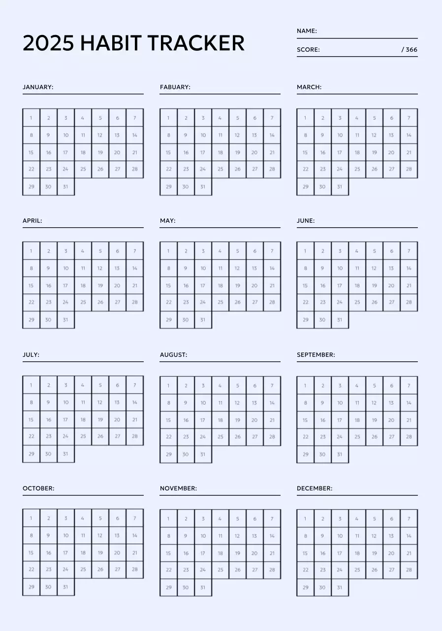 パステルパープル背景のミニマルゴールトラッカーカレンダー