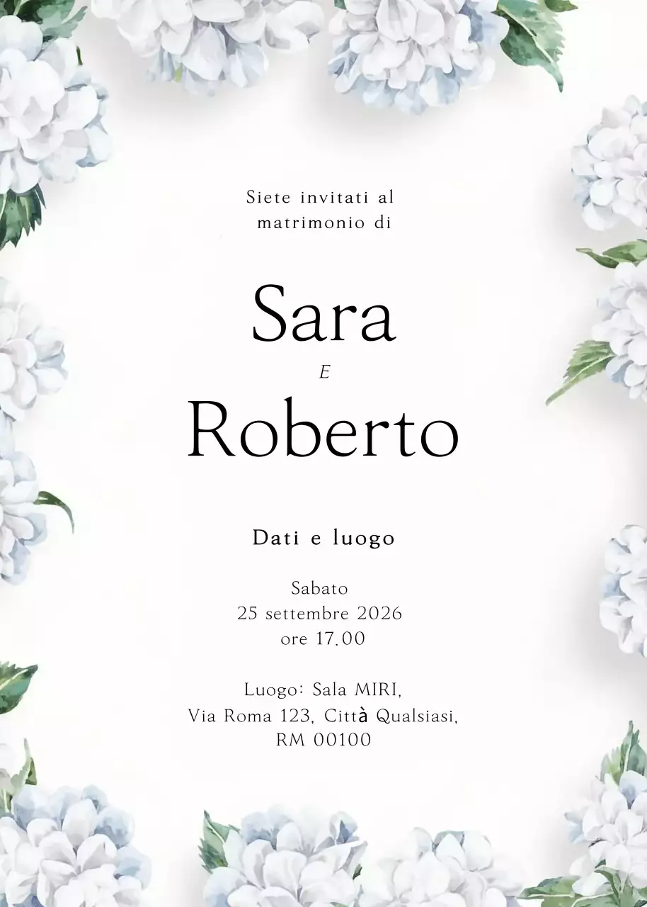 invito di nozze elegante bianco