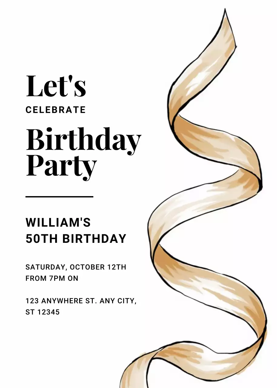 undangan ulang tahun emas yang elegan