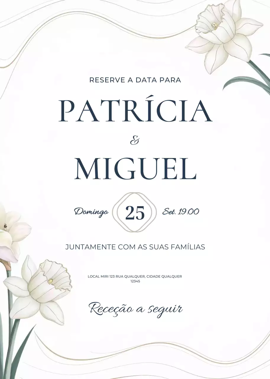 Convite de casamento bege branco verde estilo elegante
