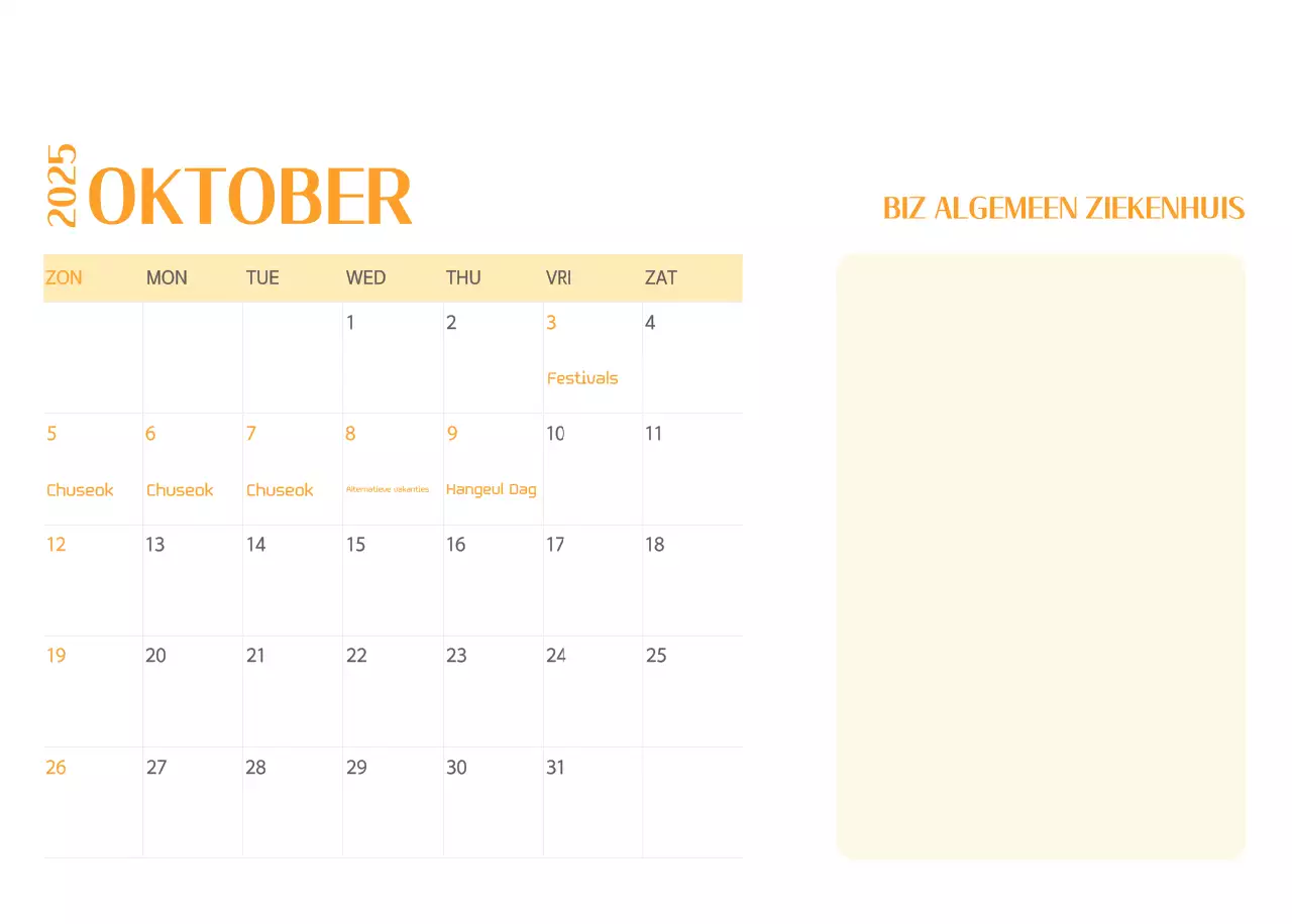 Ziekenhuiskalender in groen fotolijstje