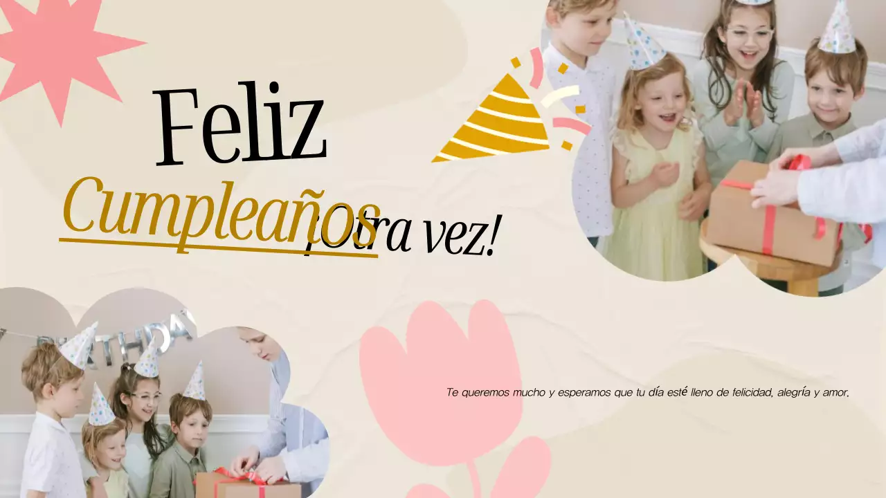 Tarjeta de cumpleaños minimalista rosa y gris