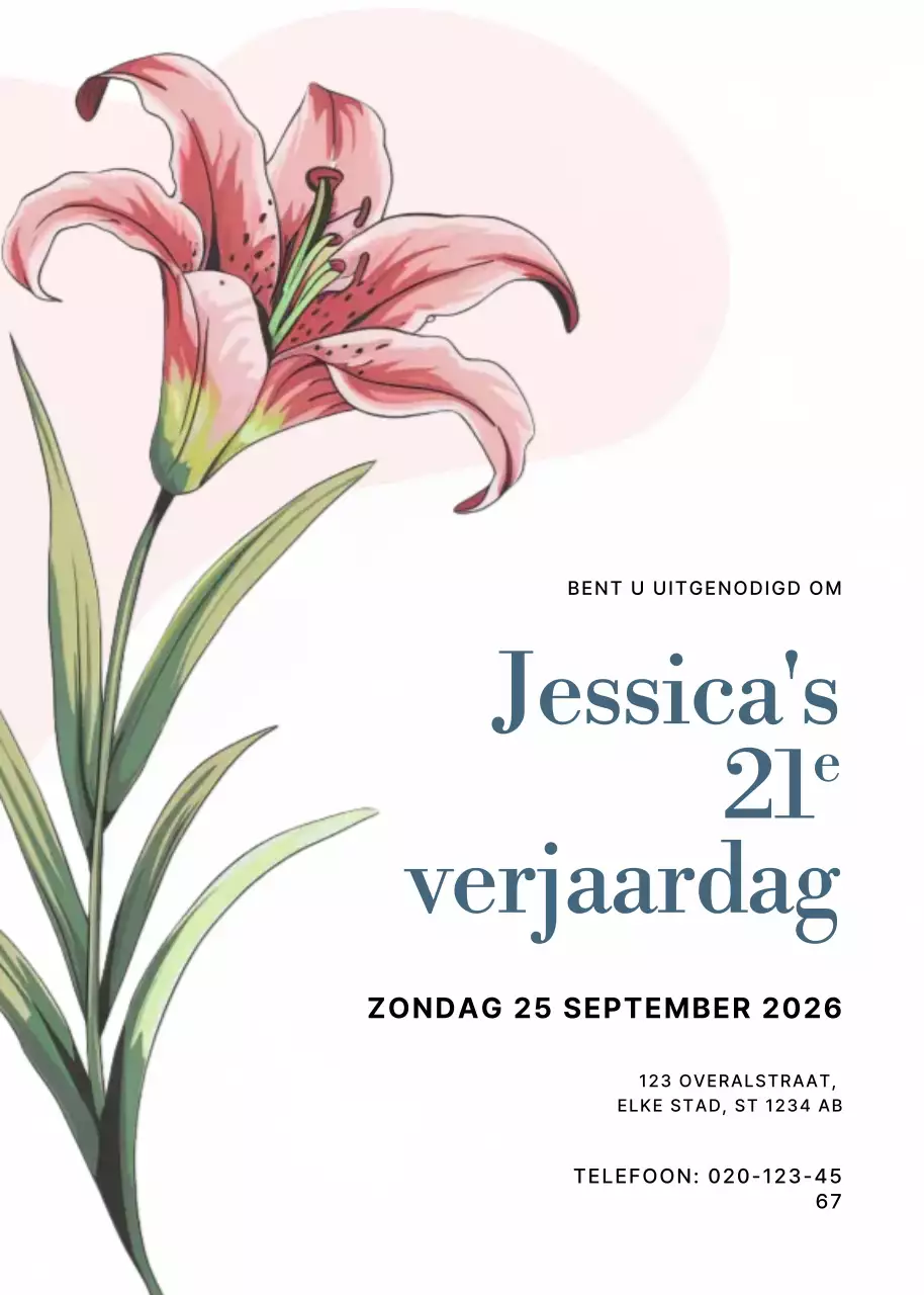 roze elegante verjaardagsuitnodiging