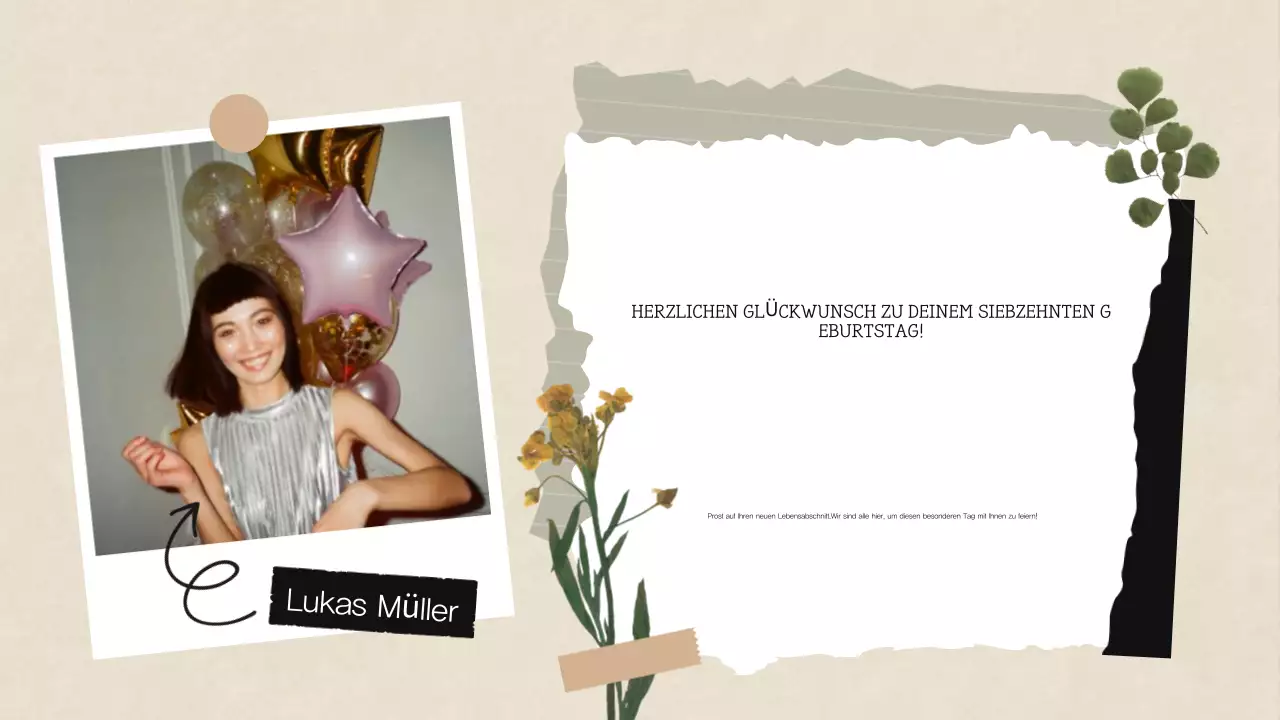 Beige Weiß Scrapbook Collage Geburtstag Präsentation