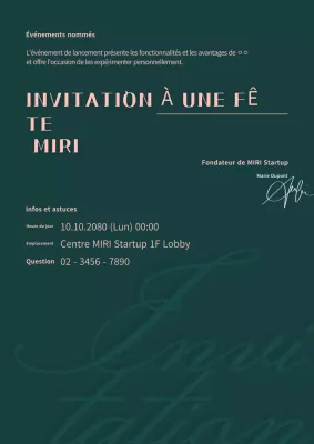 Invitation à un événement moderne en vert
