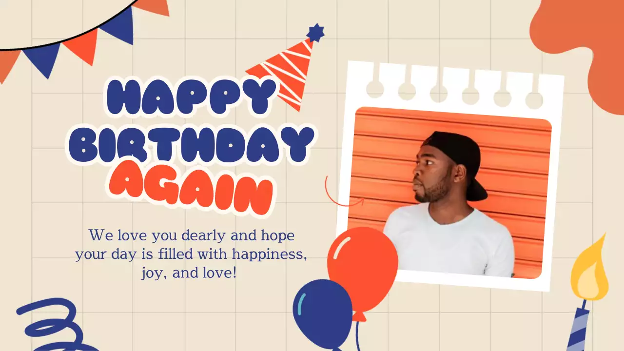 블루 트렌디 생일 카드 프레젠테이션