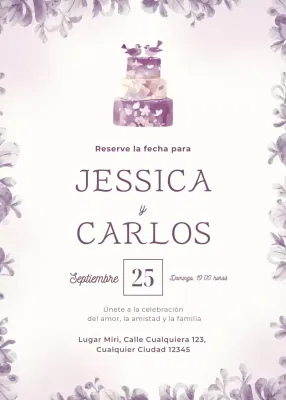 Invitación de boda violeta estilo elegante