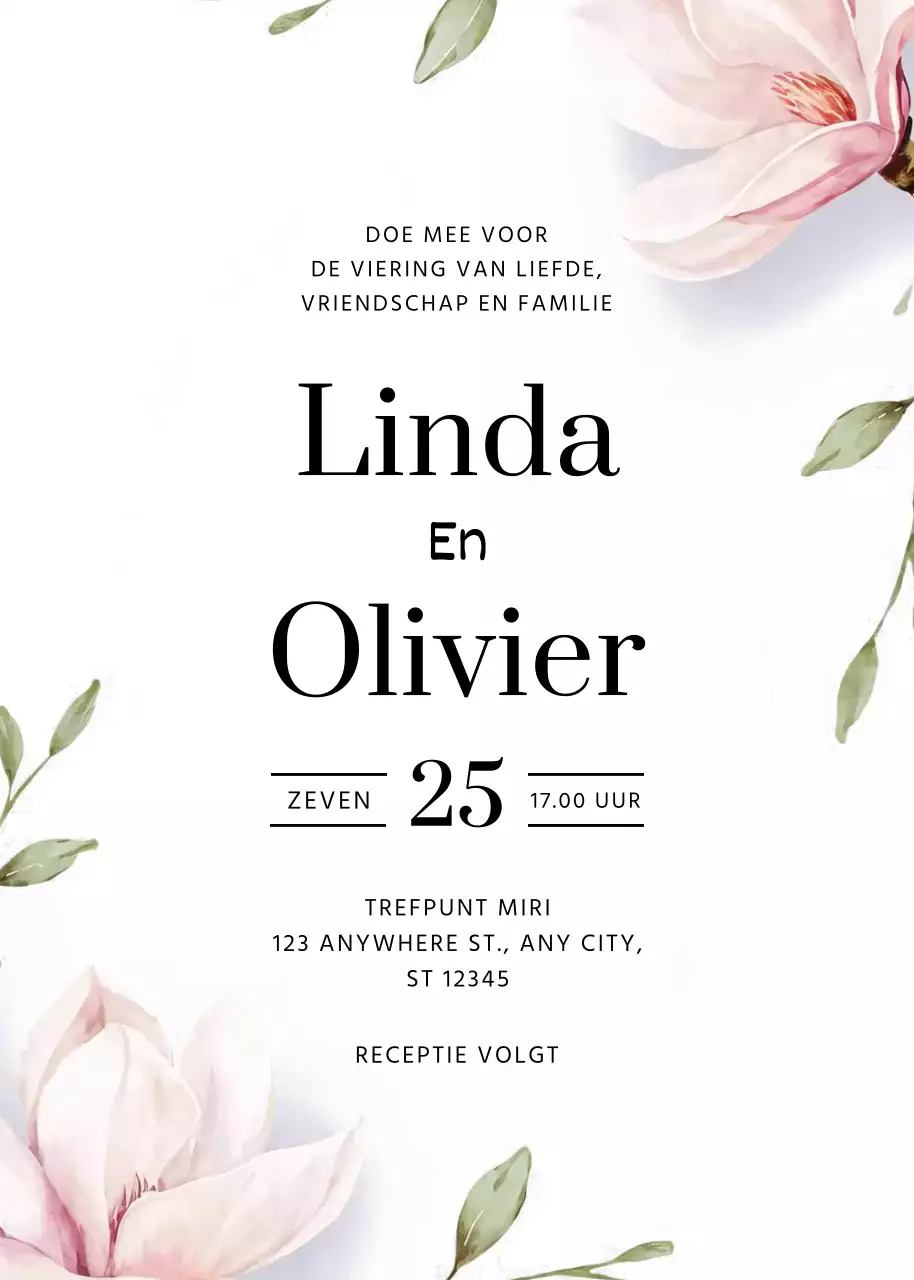 witte elegante huwelijksuitnodiging