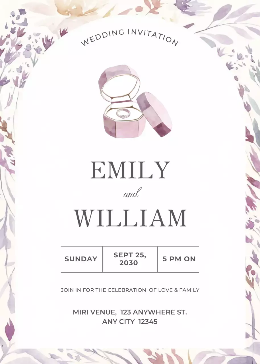 Thiệp cưới màu tím phong cách thanh lịch