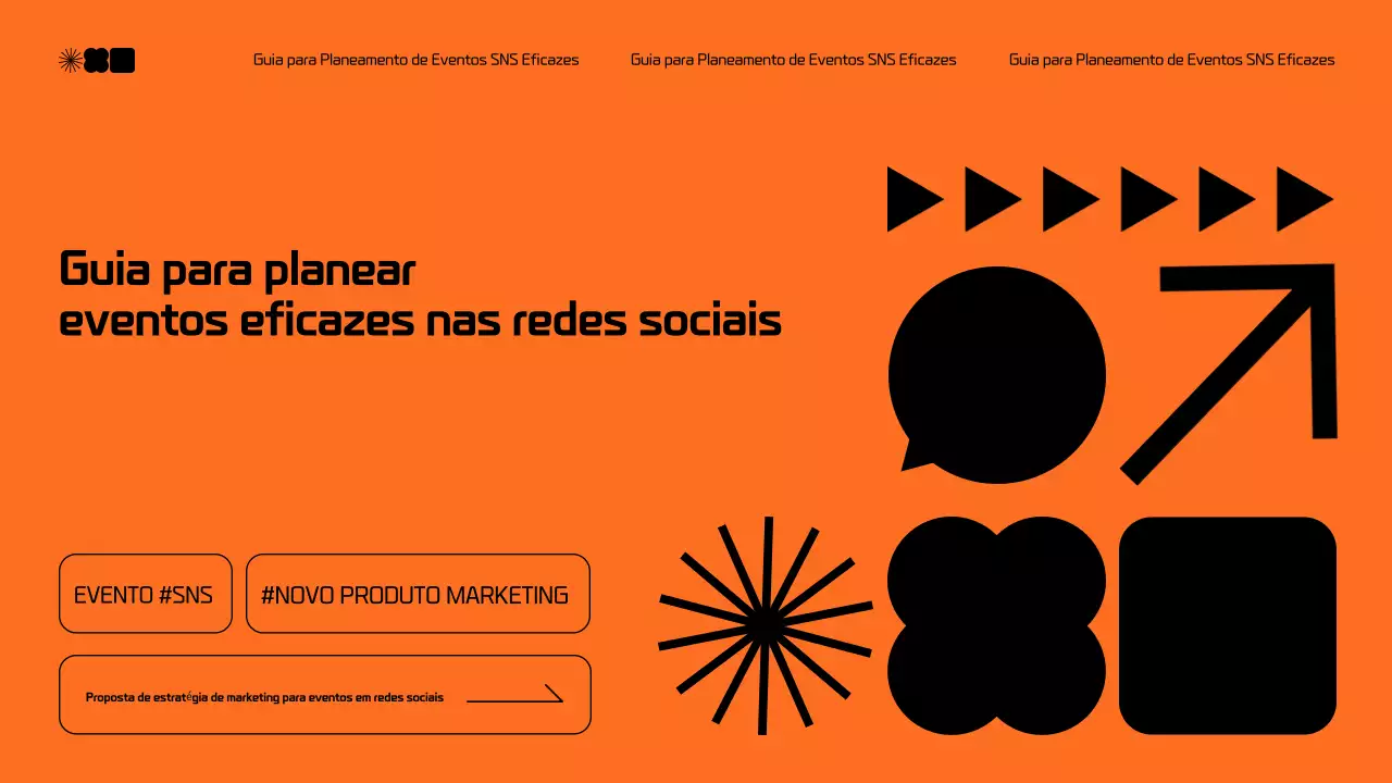 Proposta moderna de marketing nas redes sociais em preto e laranja